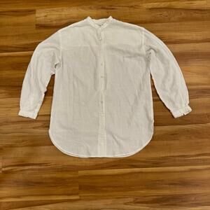 Geoffrey Beene Sport Women's Collarless Button Down White Tunic - Size 4